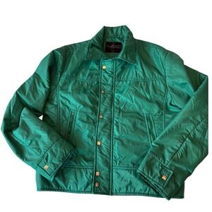 HEAD USA Green Quilted Puffer Jacket‎ Snap Button Pockets Women's Medium READ